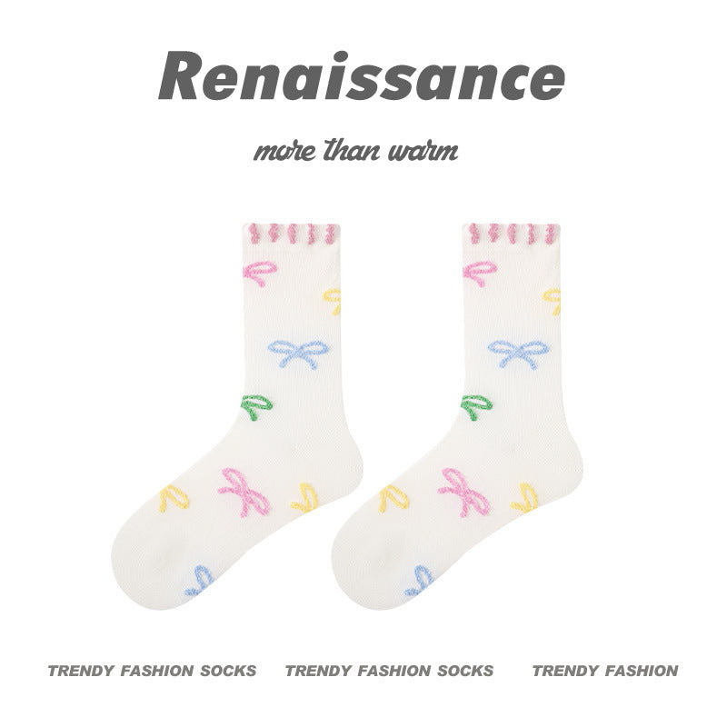 Renaissance Embossed Mid Calf Cotton Socks