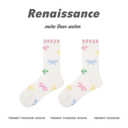 Renaissance Embossed Mid Calf Cotton Socks