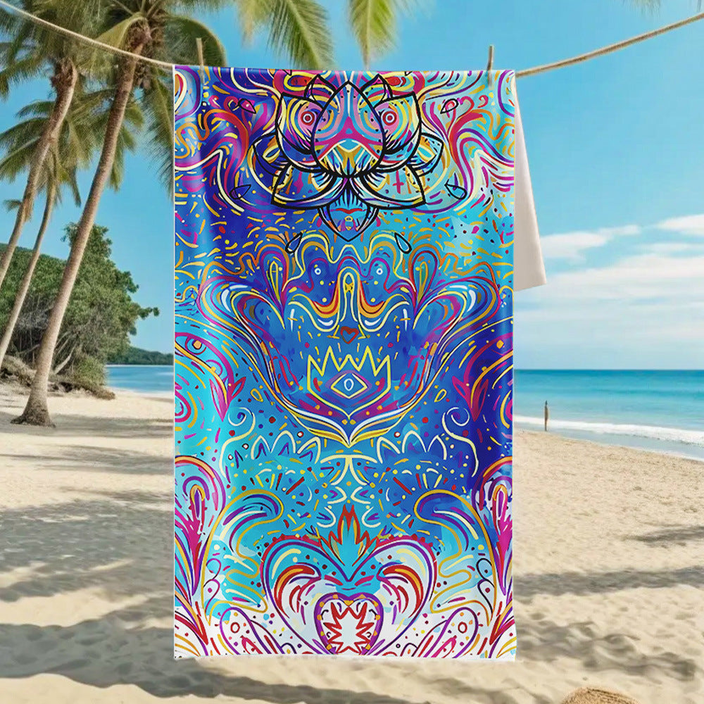 Customizable Turtle Print Beach Towel Ultra-Soft Microfiber Bath Towel