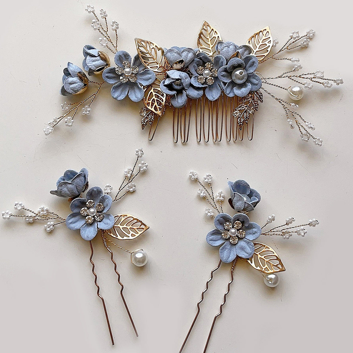 Pastel Colored Floral Hair Combs Set Bridal