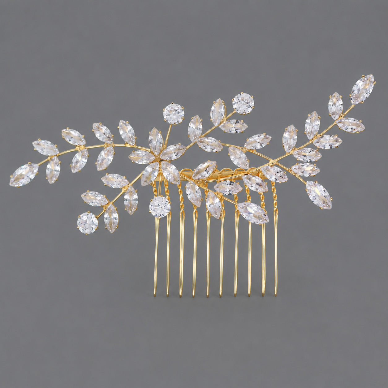 Vintage Floral Zircon Hair Comb Elegant Bridal Headpiece