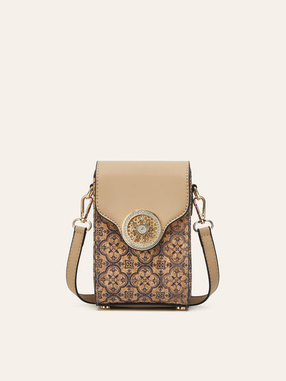 Ethnic Style Cork Phone Crossbody Bag