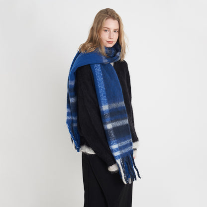 Classic Plaid Scarf Cozy Warm Fringed Neck Wrap