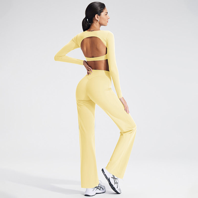 Backless Sports T-Shirt Set with Removable Pads for Women
