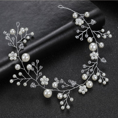 Transparent Handmade Pearl Flower Headband for Brides