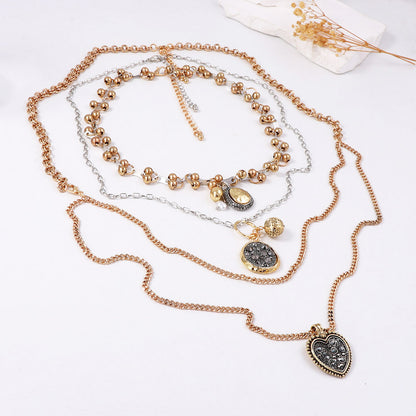 Necklace Layered Heart Geometric Pendant Luxe