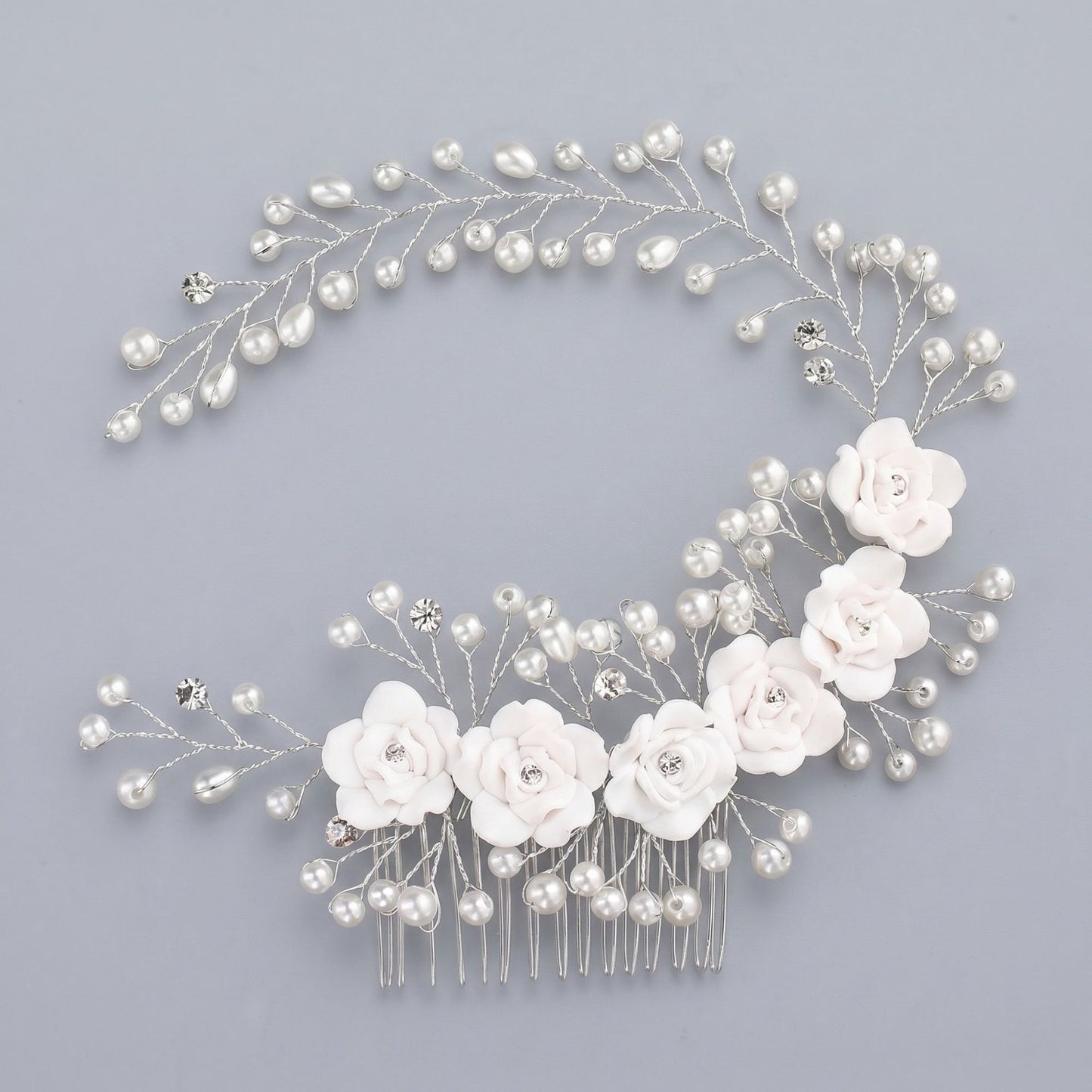 Exquisite Pearl and Crystal Flower Headpiece for Bridal Photoshoots