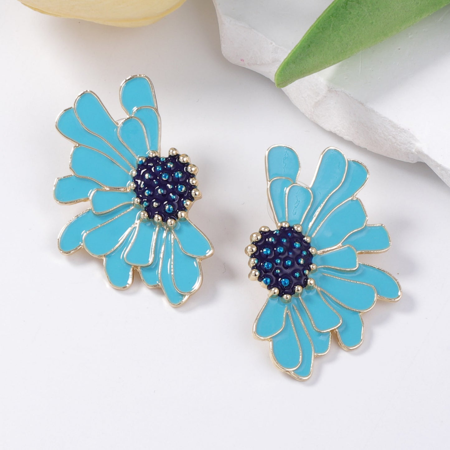 Alloy Enamel Flower Stud Earrings Hypoallergenic Chic