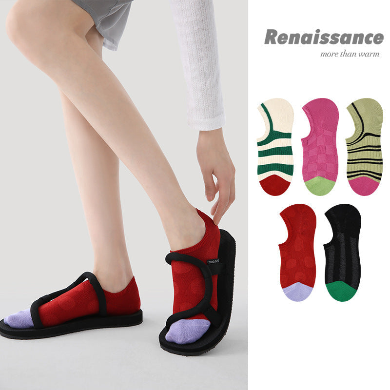 Renaissance Vintage No Show Grip Cotton Socks