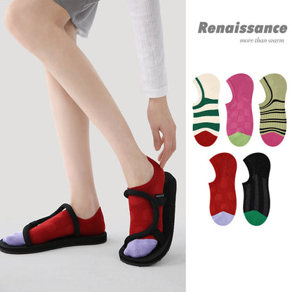 Renaissance Vintage No Show Grip Cotton Socks