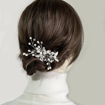 Crystal Floral Hairband Pearls Wedding Hairpiece