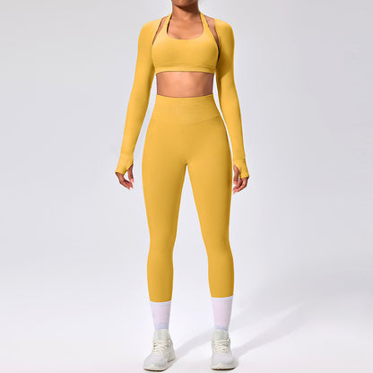 Women's Outdoor Yoga Set with Open Back Sports Bra and Pants