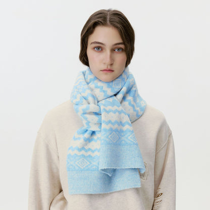 Geometric Knit Scarf Stylish Unisex Warm Neck Cover