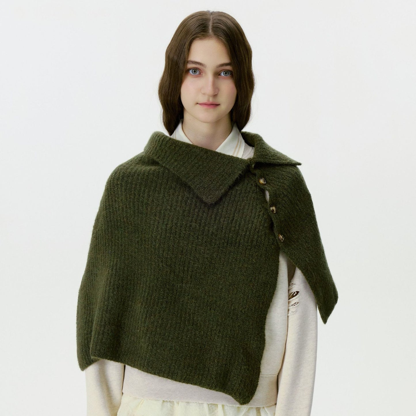 Chic High-Neck Button Neck Warmer Cozy Knit Scarf