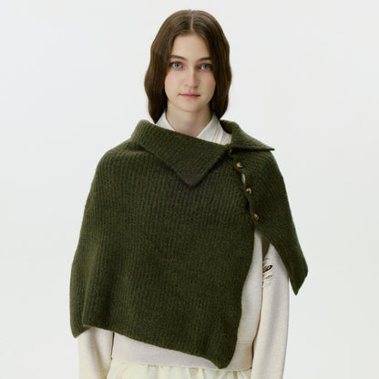 Chic High-Neck Button Neck Warmer Cozy Knit Scarf