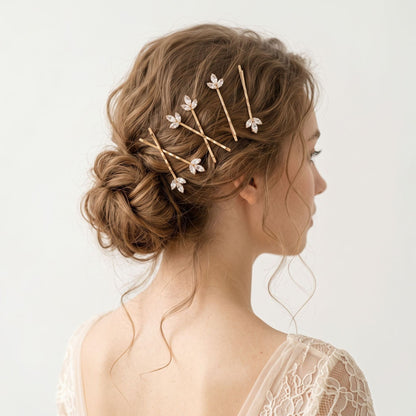 Elegant Floral Zircon Hairpin Set for Women