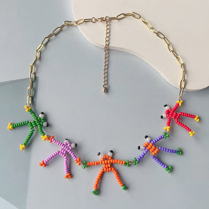 Necklace Handwoven Frog And Bee Pendant Chain Stylish
