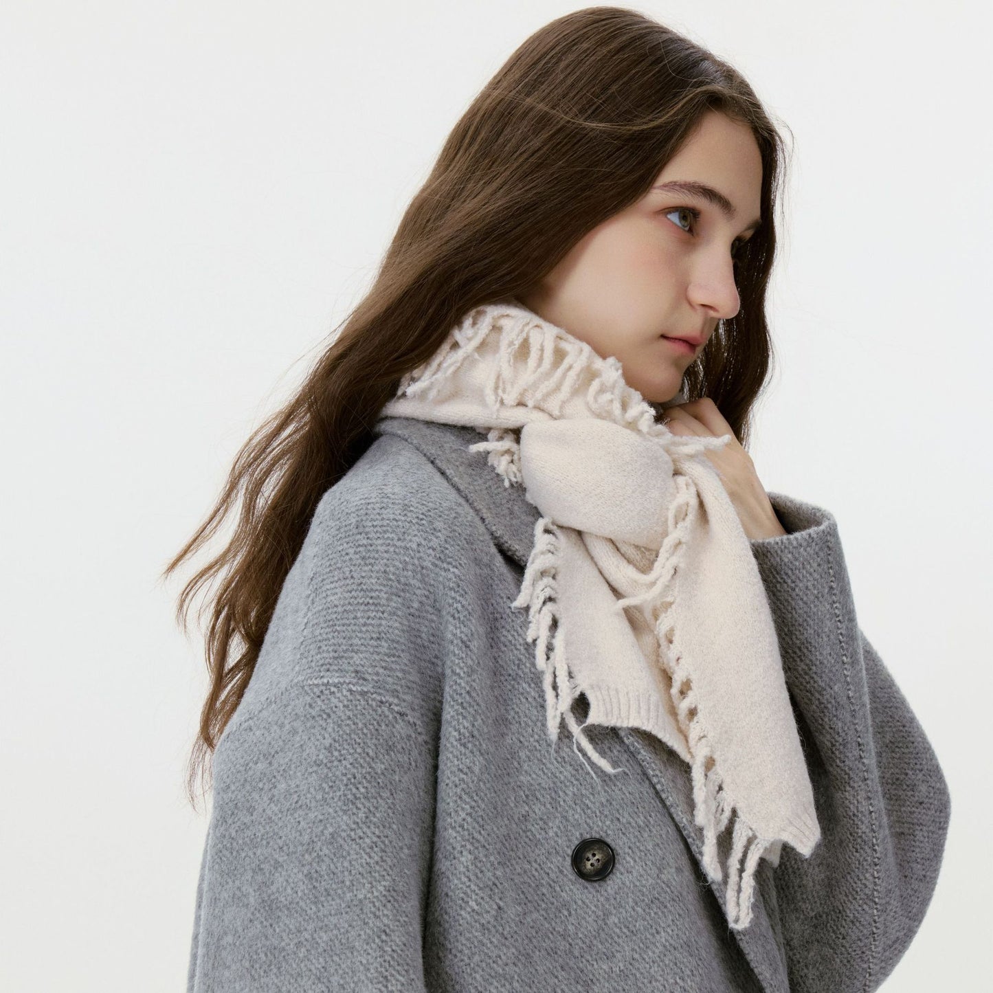 Knitted Tassel Wool Blend Scarf - Soft Casual Unisex Neck Warmer