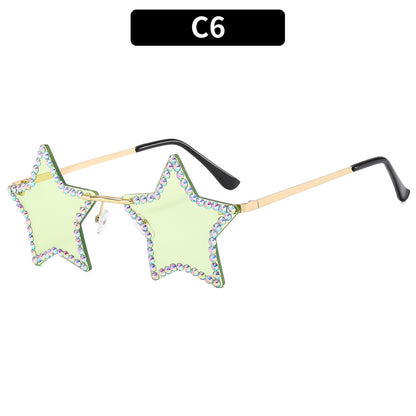 Trendy Geometric Star-Shaped Sunglasses with Metallic Frame
