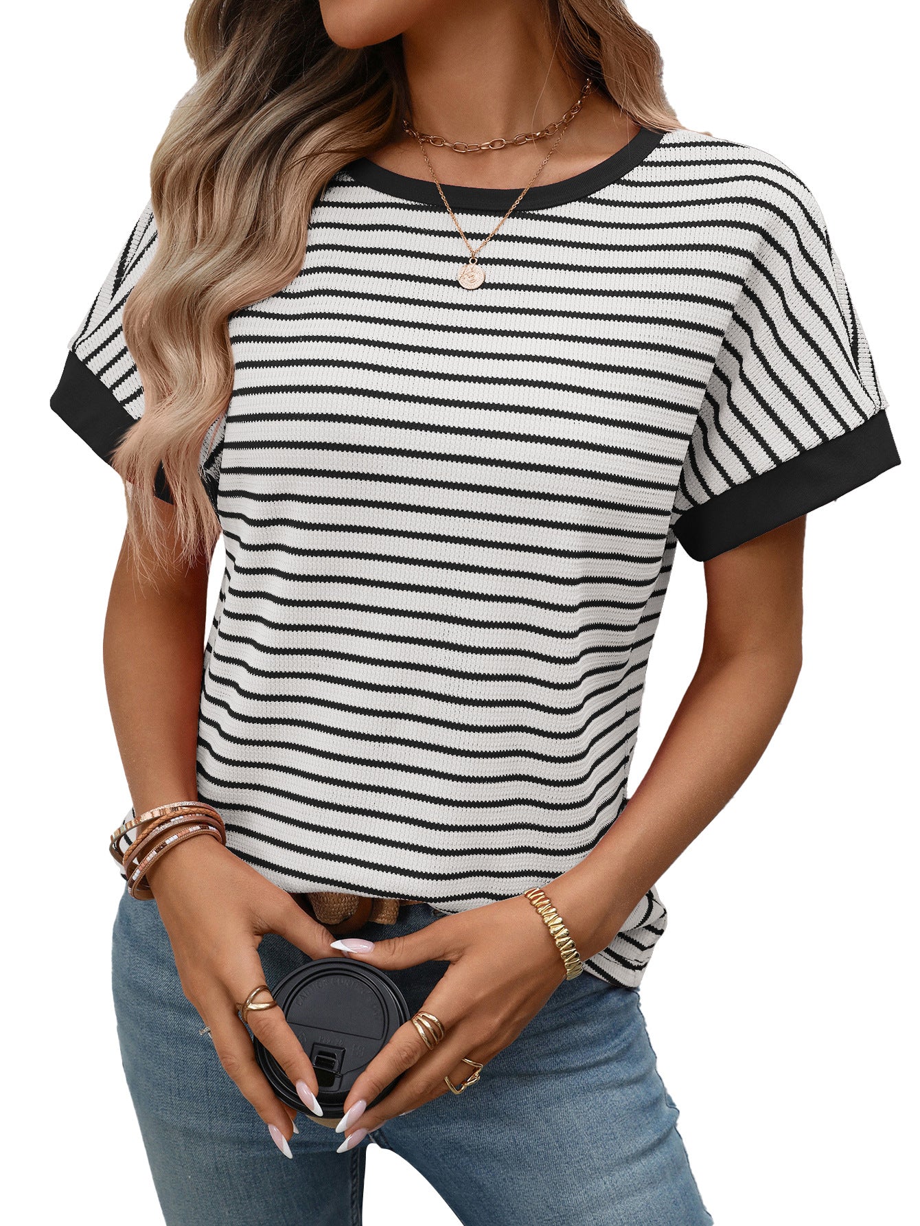 Casual Color Block Short Sleeve T-Shirt
