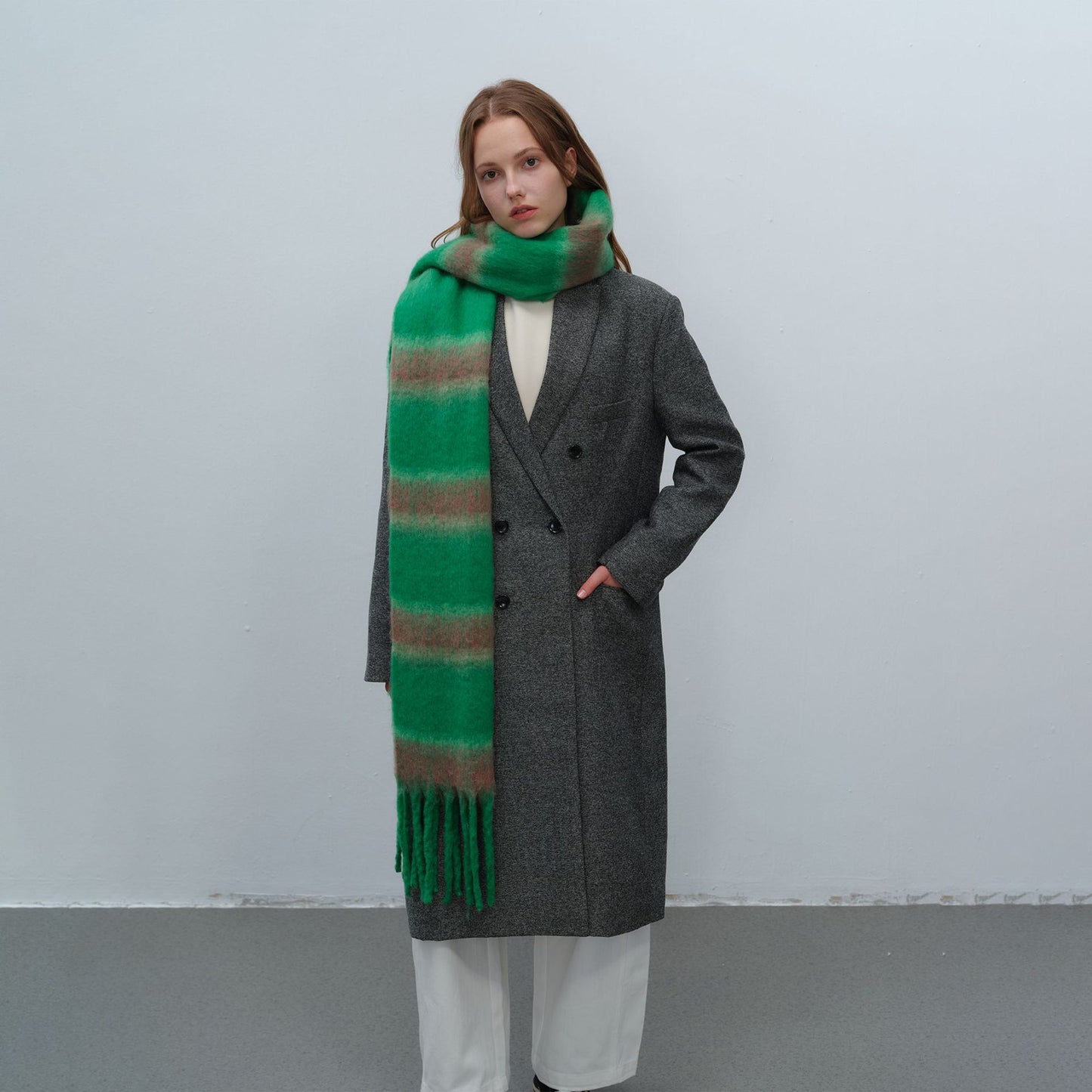 Thick Warm Striped Fringe Shawl Scarf for Women