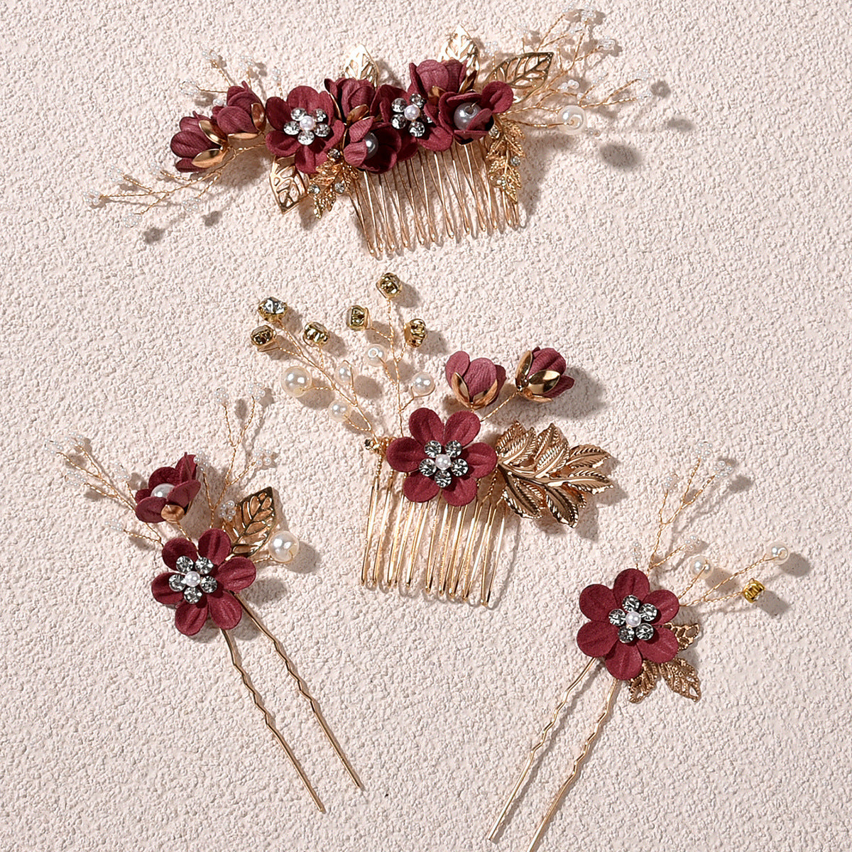Light Blue and Pink Bridal Flower Hair Comb Accessories