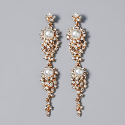 Vintage Floral Alloy Rhinestone Earrings Elegant Daily Drops