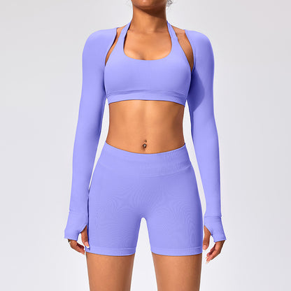 Women's Outdoor Yoga Set with Open Back Sports Bra and Pants