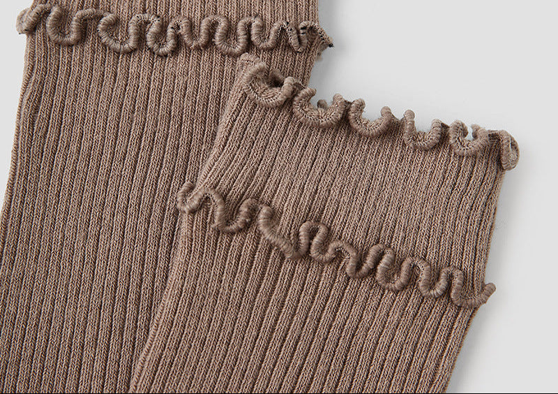 Renaissance Creative Mid Calf Scallop Edge Cotton Socks