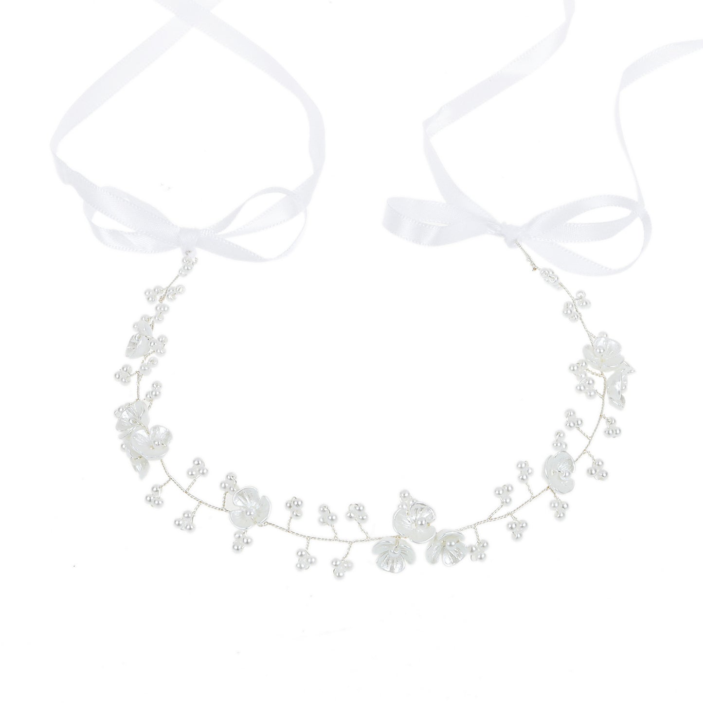 Beaded Pearl Flower Headband Bridal Hairpiece