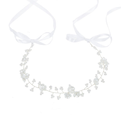 Beaded Pearl Flower Headband Bridal Hairpiece
