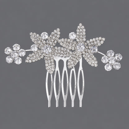 Vintage Floral Zircon Hair Comb Elegant Bridal Headpiece
