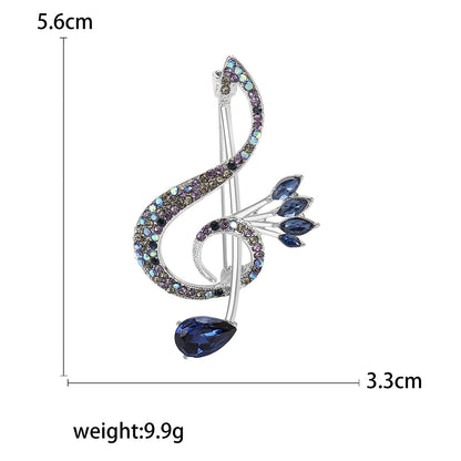 Creative Music Note Brooch Rhinestone Alloy Brooch for All Occasions