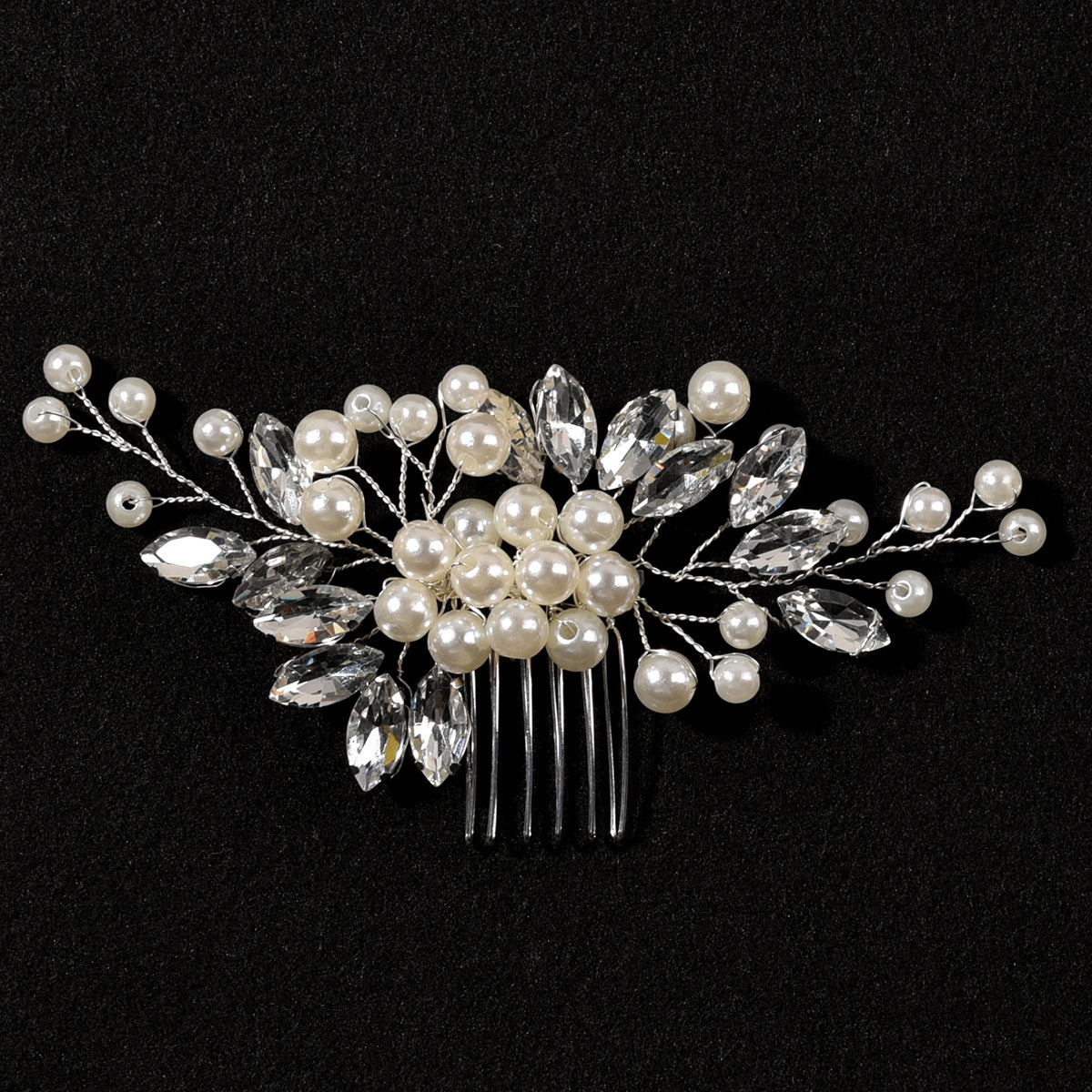 Bridal Pearl Rhinestone Hair Comb Wedding Hairpiece