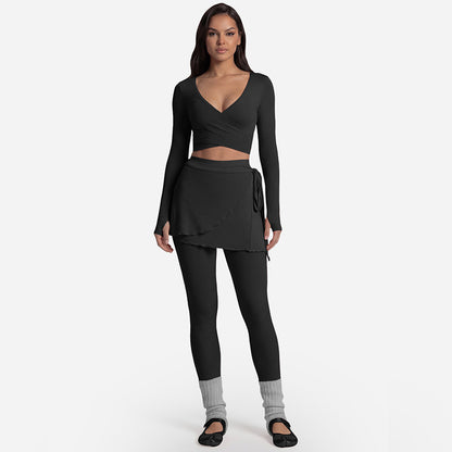 Cross-Back Long Sleeve Yoga Top & Pants Set