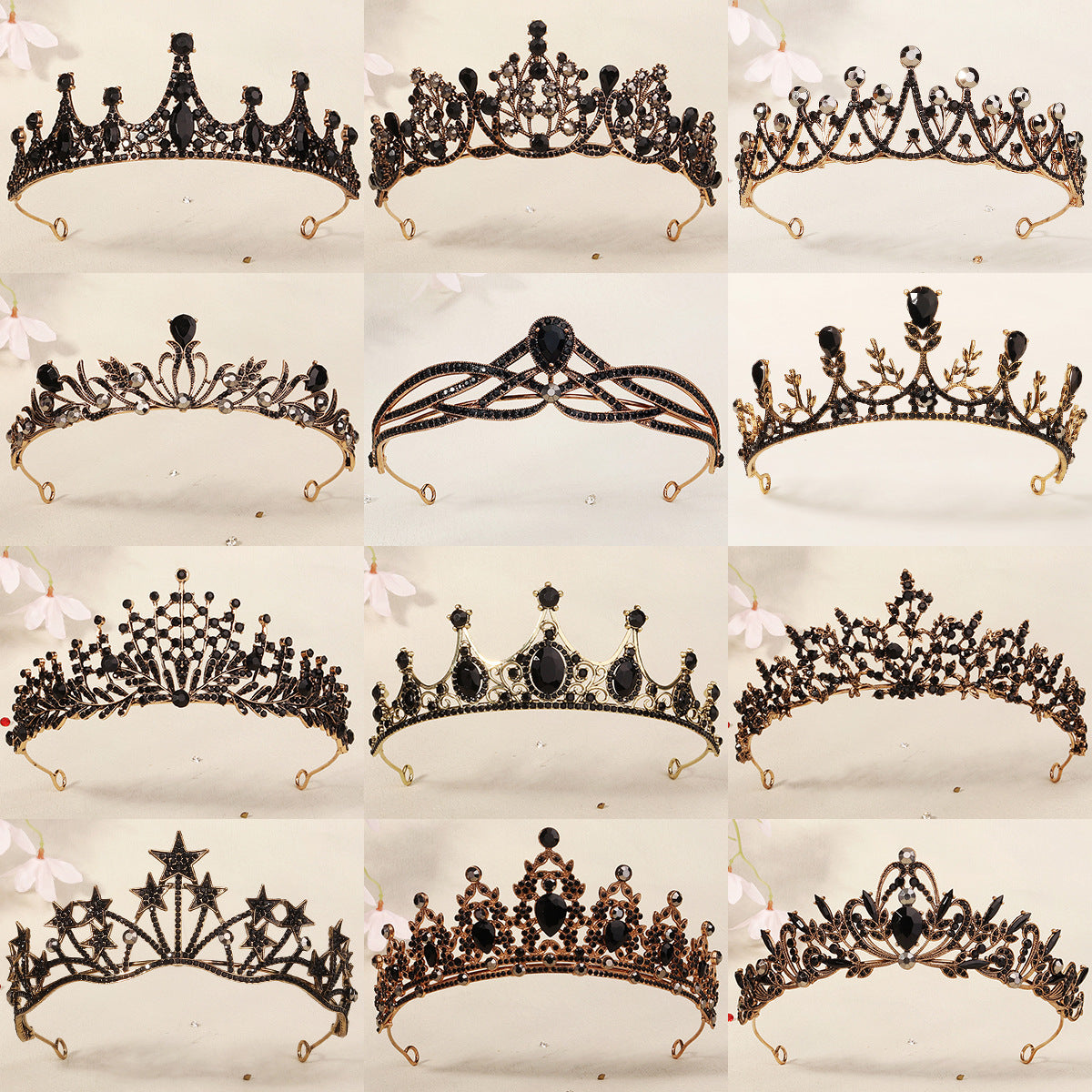 Dark Fantasy Alloy Crown with Rhinestones for Halloween Parties