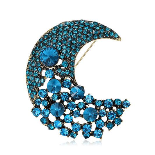 Fashionable Alloy Brooch with Moon Design for Coats and Jackets