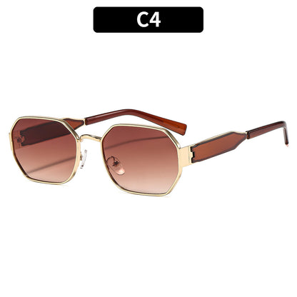 Trendy Polygonal Metal Sunglasses Stylish Outdoor Eyewear