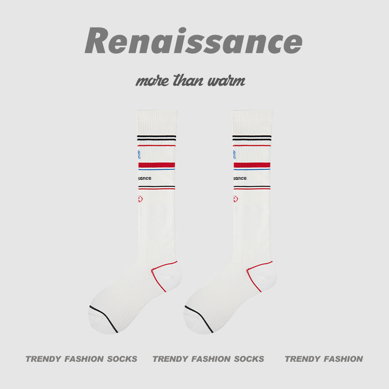 Calf Socks Colorblock Moisture Wicking Athletic