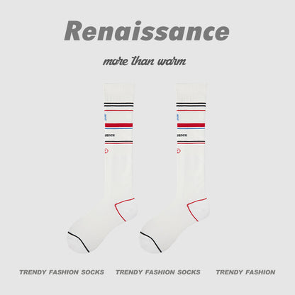 Calf Socks Colorblock Moisture Wicking Athletic