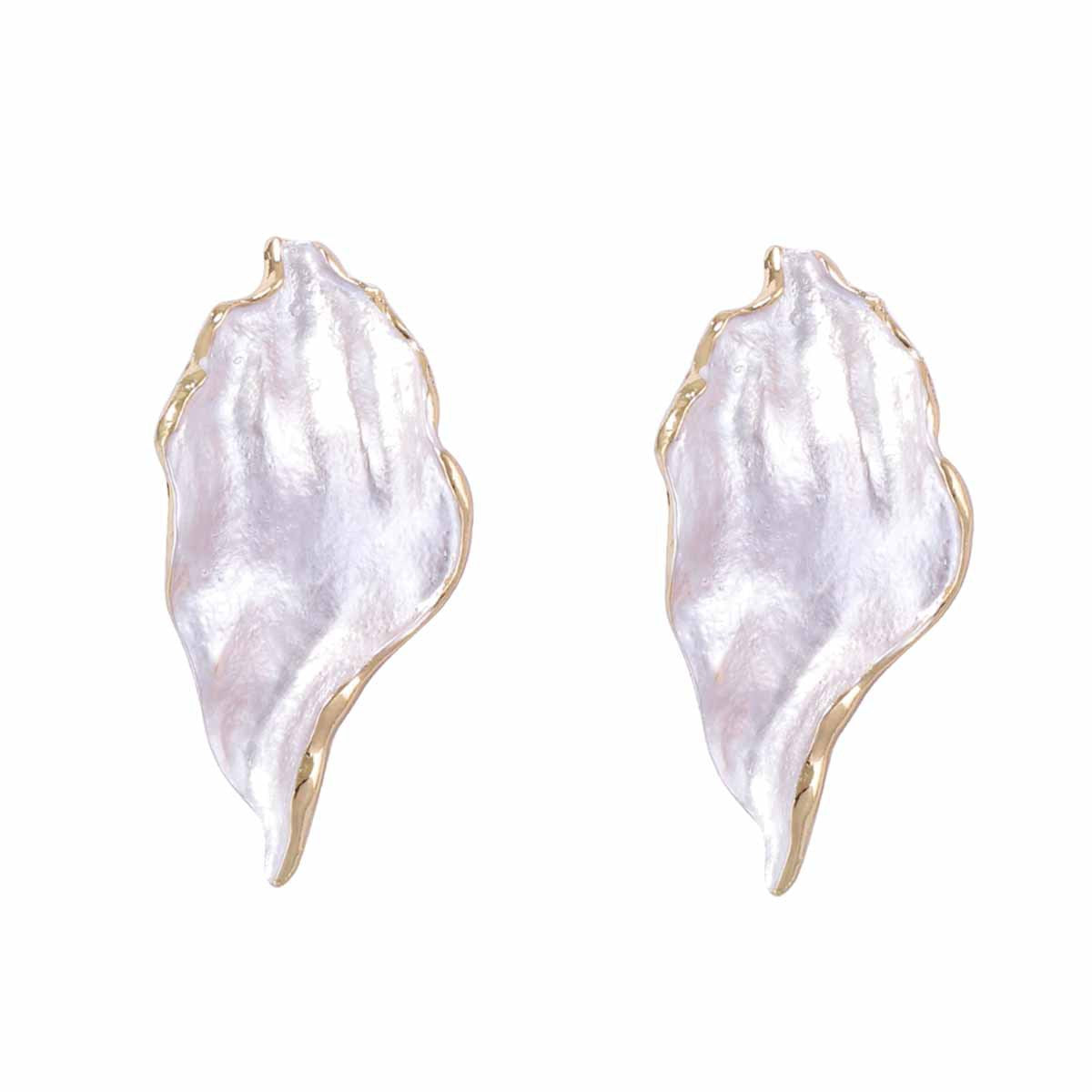 Minimal Luxury Asymmetric Leaf Enamel Stud Earrings