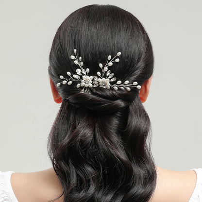Handmade Pearl Crystal U Shaped Hairpin Bridal Hairpiece