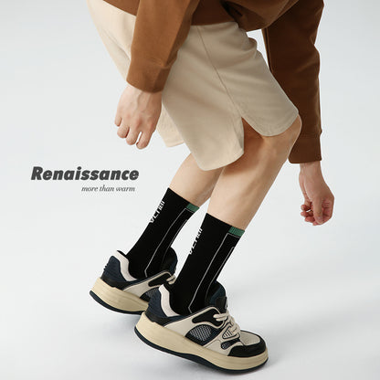 Men's Moisture Wicking Combed Cotton Letter Print Socks