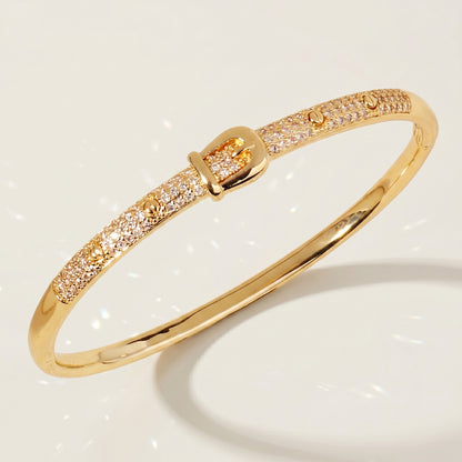High-End Zirconia Stone Bangle with Nail Design for Weddings and Parties