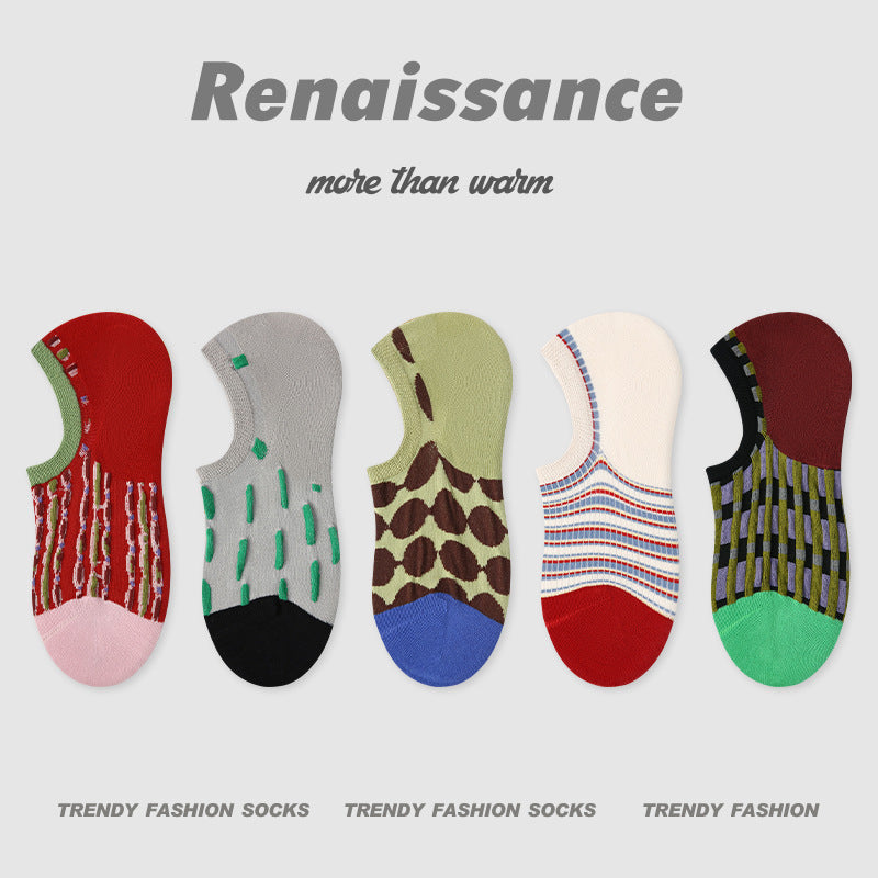 Renaissance Vintage No Show Grip Cotton Socks