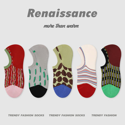 Renaissance Vintage No Show Grip Cotton Socks