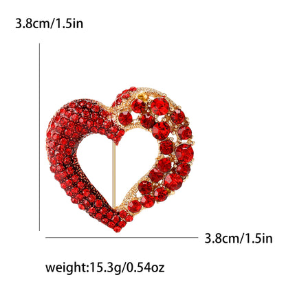 Trendy Heart Shaped Brooch with Gemstones for Women