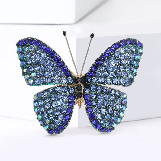 Alloy Butterfly Brooch with Rhinestones for Women's Elegant Outerwear
