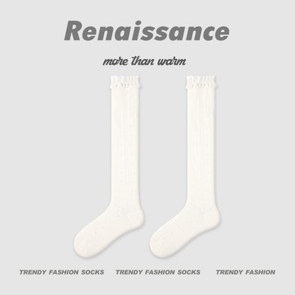 Renaissance Retro Mesh Mid Calf Socks Breathable Cotton