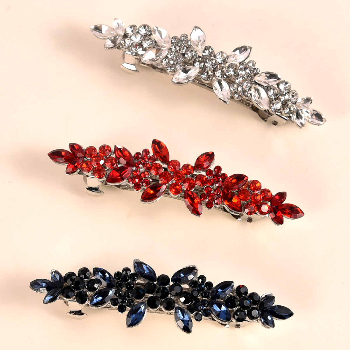 Petal Shaped Alloy Spring Rhinestone Hair Clips Bridal